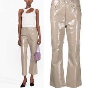 Citizens of Humanity Isola Cropped Boot Recycled Leather Pants Cashew Patent